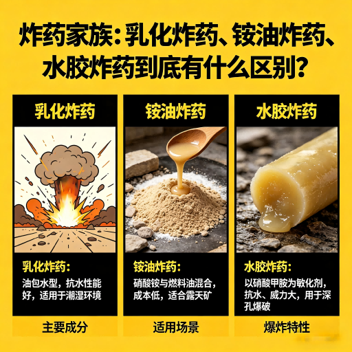 新罗炸药家族：乳化炸药、铵油炸药、水胶炸药到底有什么区别？